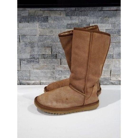 UGG CLASSIC TALL  11" CALF HIGH BOOTS COLOR BROWN 100% LEATHER SHEEPSKIN SIZE 6W - Picture 5 of 12
